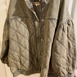 Free People Olive Quilted Jacket